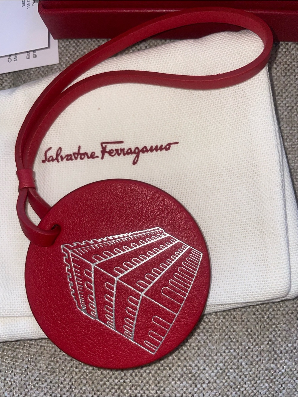Ferragamo Embossed Palazzo Spini Feroni Leather bag Charm - Picture 2 of 9